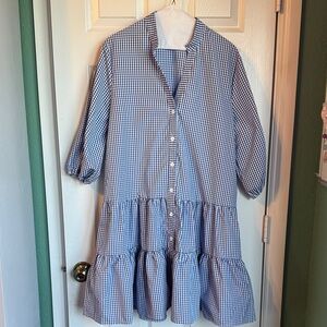 SHEIN Blue and White Gingham Dress